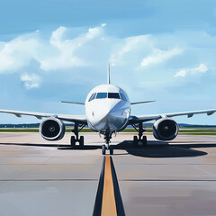 Obraz premium artwork of a front view airplane on a runway .
