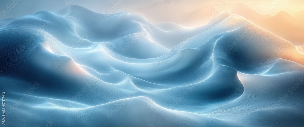Poster elegant soft blue and gray gradient background with smooth curves and grainy texture for minimalist 