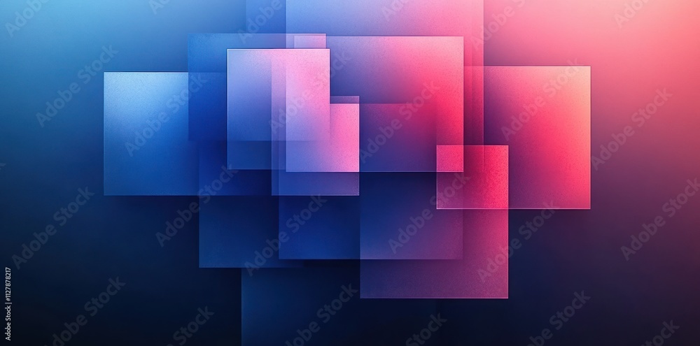 Poster tranquil modern abstract composition with gradient squares