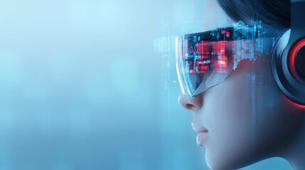 Futuristic Entrepreneur Analyzing Data with Advanced Headset Technology