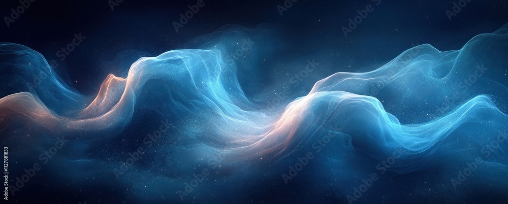 Poster deep blue gradient light glowing abstract smooth texture dark background minimal design