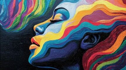 Vibrant Abstract Art Representation of Mental Health Wellness and Community Initiative for Promoting Well-being
