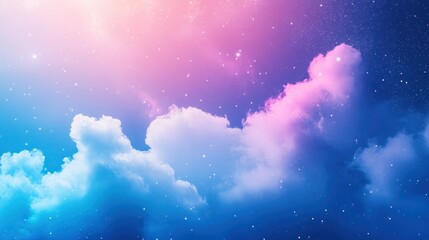 Fototapeta premium A dreamy sky filled with colorful clouds and twinkling stars.