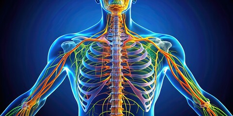 Crisp medical illustration showcasing the intricate skeletal and neural structures of the spine.