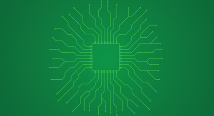 Vector. Electronic circuit with empty space on green background