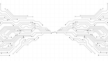 Fototapeta premium Vector. Electronic circuit with empty space on white background. Dots and lines connection circuit design