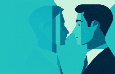 Two Faces in Profile Representing Duality and Reflection Concepts