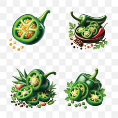 Jalapeno Pepper slice, isolated on white background