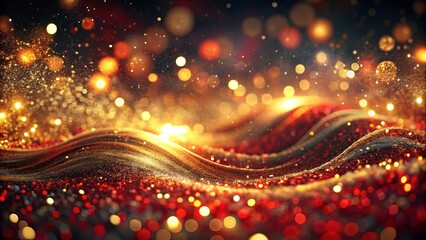 Shimmering Golden and Red Glittering Waves Abstract Background