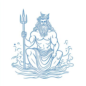 recommend clip art: Seated Poseidon, god of sea, holding trident.