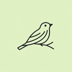 Obraz premium Simple line art bird perched on a branch.