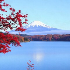 mountain and cherry blossom