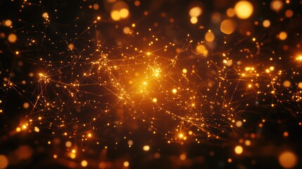 Naklejka premium Abstract glowing network of interconnected particles and lights.