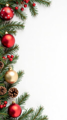 A white background with a red and gold ornamented tree with red