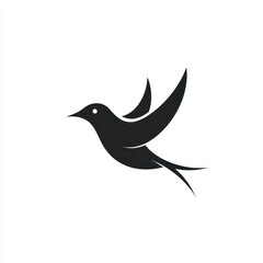 Fototapeta premium Simple black silhouette of a bird in flight.