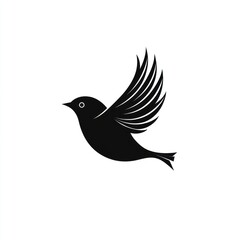 Obraz premium Black silhouette of a bird in flight.