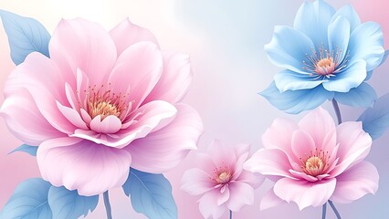Obraz premium Image for springtime theme, banner, wall decoration. Fluid abstract expressionism, blooming flowers, Aesthetics colorful floral inspirational tenderness illustration, oil painting.