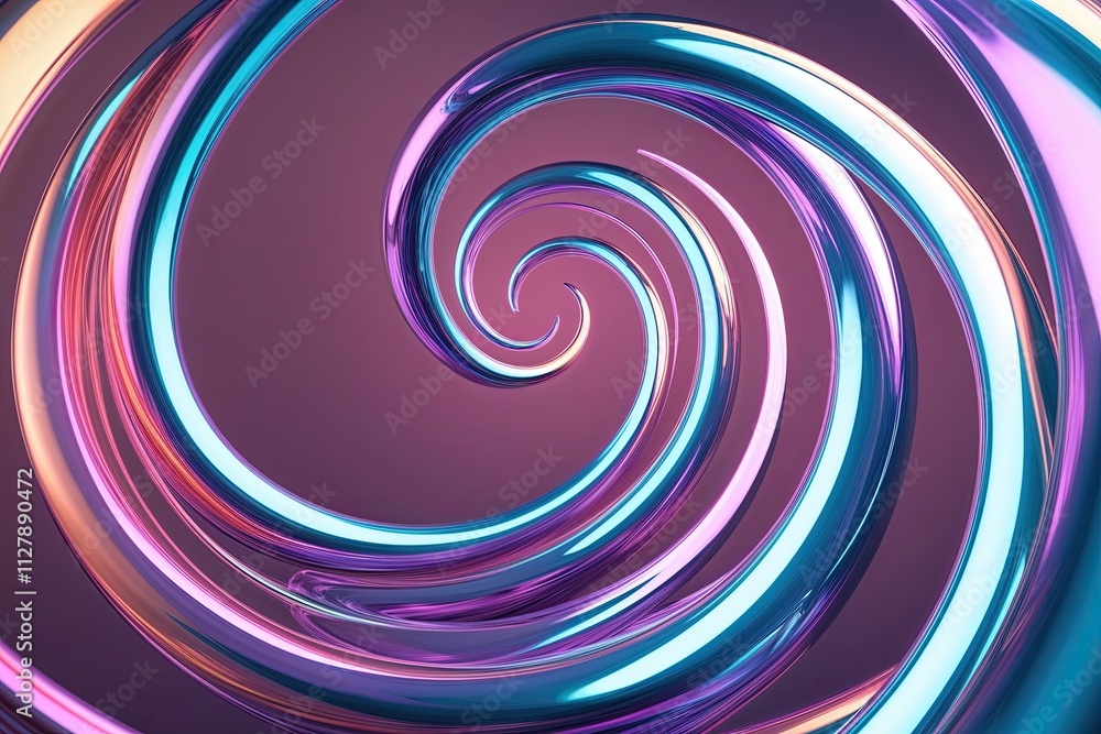 Poster iridescent neon curling wave 3d fluid background with sophisticated gradient design for websites
