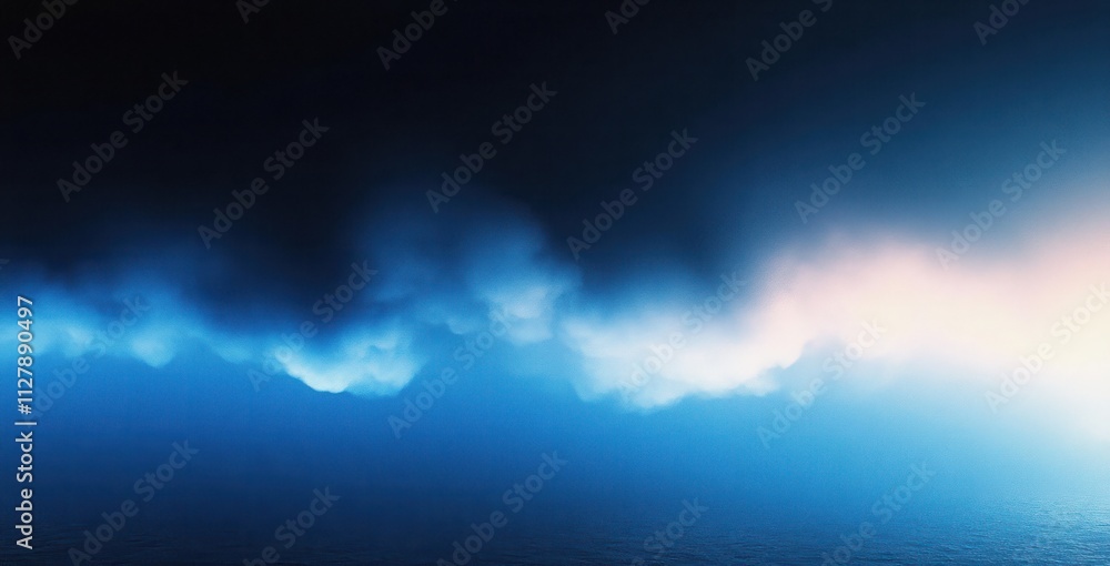 Poster gradient transition from black to blue abstract background with soft light and minimalist design