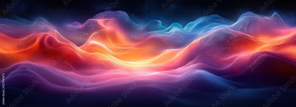 Poster vibrant abstract 3d background with flowing waves and soft lighting