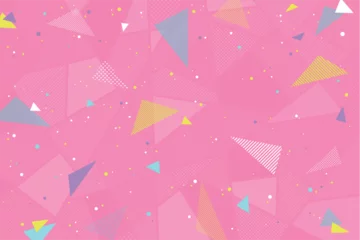 Gordijnen 三角明るくポップな背景素材 ピンク カラフル ゆめかわ パステル バックグラウンド ドット ストライプ © PolarisEighteen