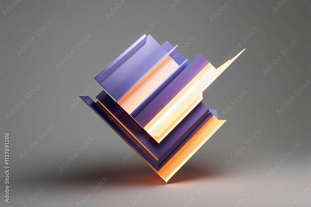 Poster vibrant 3d geometric model featuring dynamic lines and angular shapes