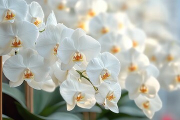 Obraz premium White Orchids Close-Up in Soft Natural Light