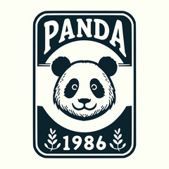 retro panda wild animal print poster vintage vector illustration template design © katsumatakun