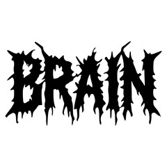 brain black metal fashion sticker t shirt music vector illustration template design