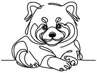 one line drawing cute red panda wild animal vector illustration template design