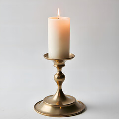 A gorgeous candle casting gentle light on a subtle background for tranquil atmosphere enhancement, photography of still life concept.