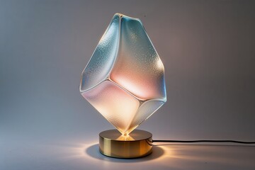 Multicolored Gradient Glass Light Sculpture Three-Dimensional Ethereal Design for Displays and Surface Decor