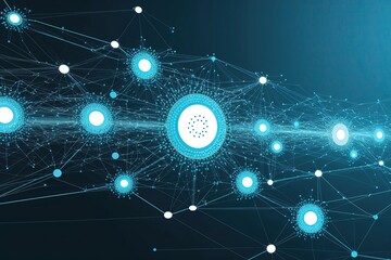 Obraz premium Visualizing Digital Data Movement and Technology Networks through Interconnected Dots and Lines