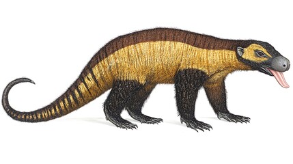 A clean white-style image of A photorealistic image of a anteater sticking out its tongue. 