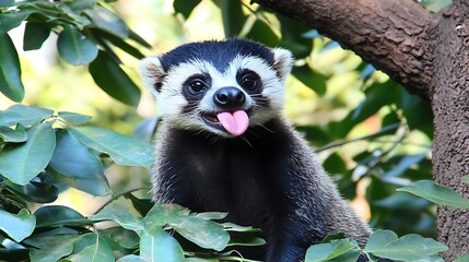 Obraz premium A clean white-style image of A photorealistic image of a anteater sticking out its tongue. 