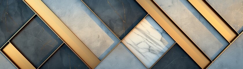 Textured tiles with metallic accents in a modern geometric pattern.