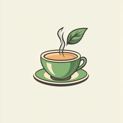 Obraz premium Vector logo illustration cup of tea