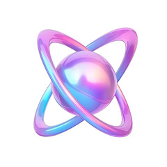 3D rendering of an atomic model  glowing sphere against a white and transparent background.