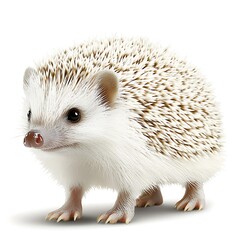 Obraz premium A clean white-style image of A photorealistic image of a hedgehog foraging for food. 