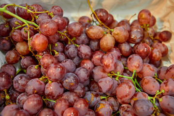 Red grapes in market