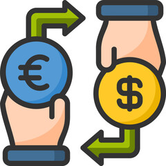 Money exchange icon for fintech, financial, finance, banking, digital, innovation, security, money, bank, tech, cryptocurrency, blockchain and technology