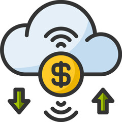 Cloud money icon for fintech, financial, finance, banking, digital, innovation, security, money, bank, tech, cryptocurrency, blockchain and technology