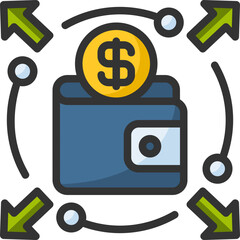 Expense icon for fintech, financial, finance, banking, digital, innovation, security, money, bank, tech, cryptocurrency, blockchain and technology