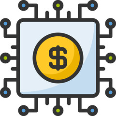 Digital money icon for fintech, financial, finance, banking, digital, innovation, security, money, bank, tech, cryptocurrency, blockchain and technology