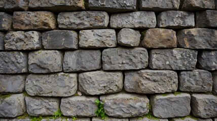 Old ancient gray stone wall close up. Background texture for backdrops or mapping