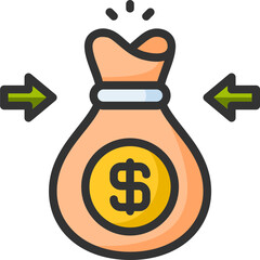 Money sources icon for fintech, financial, finance, banking, digital, innovation, security, money, bank, tech, cryptocurrency, blockchain and technology