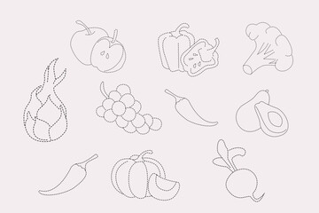 Tracing the Line Fruit and Vegetables