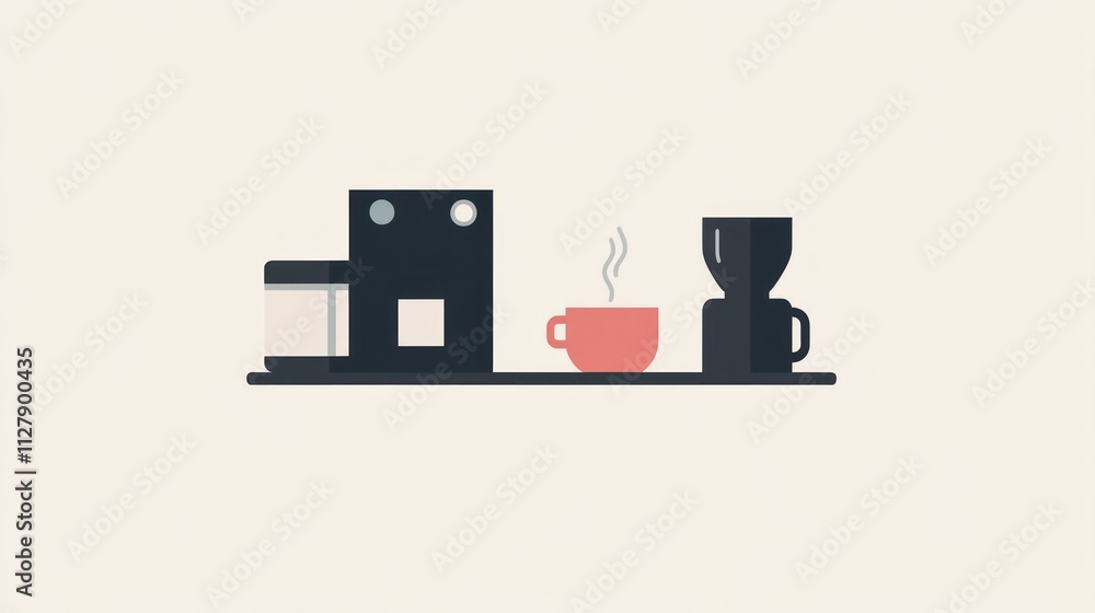 Aufkleber flat, minimalist, modern icon representing a routine using a neutral color palette.