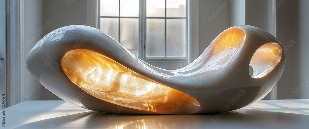 Poster futuristic abstract background with flowing curves and soft light