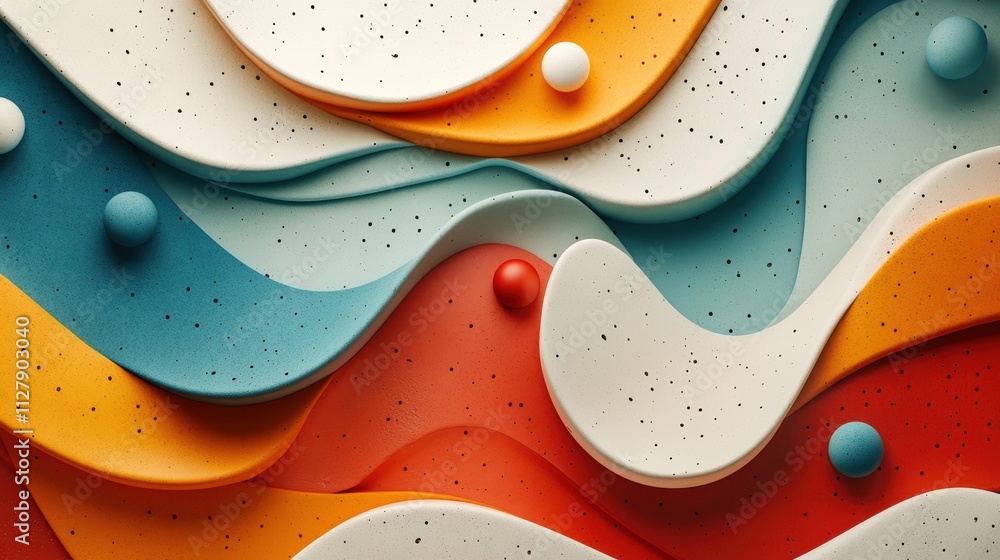 Poster the image is a colorful abstract piece with a wave-like pattern. generative ai